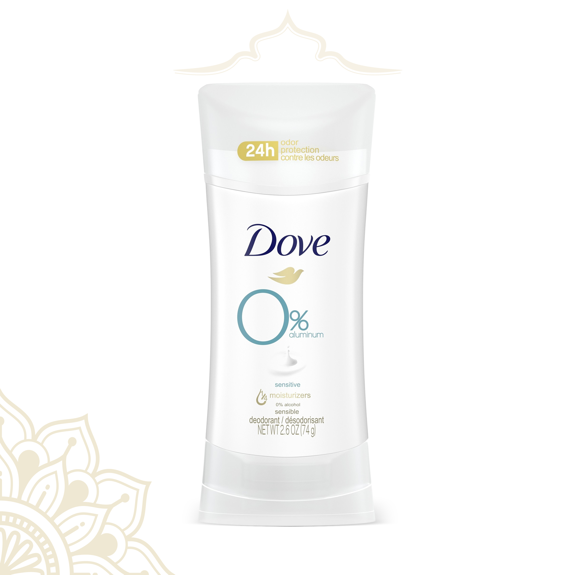 Dove 0% Aluminum Deodorant Stick for Sensitive Skin | Fragrance-Free 74g