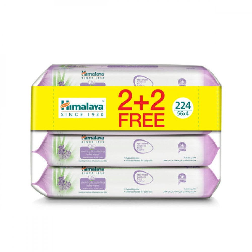 Himalaya Baby Wipes Free Soothing And Protecting Aloe Vera And Lavender 2+2