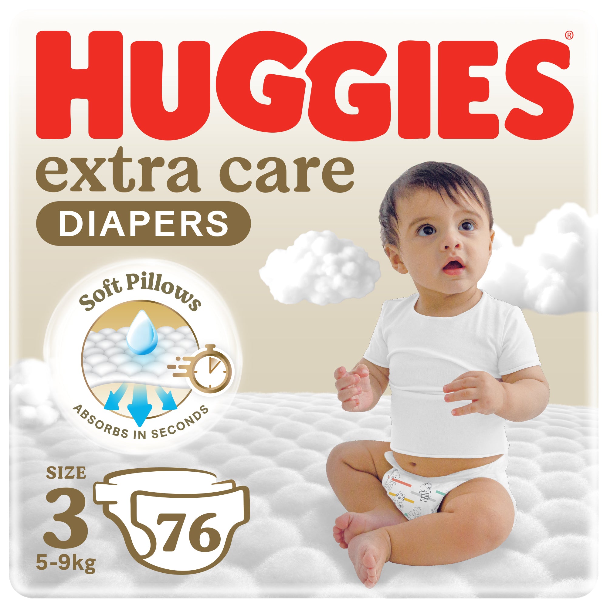 Huggies Extra Care Size 3 4  9 kg Jumbo Pack 76 Diapers