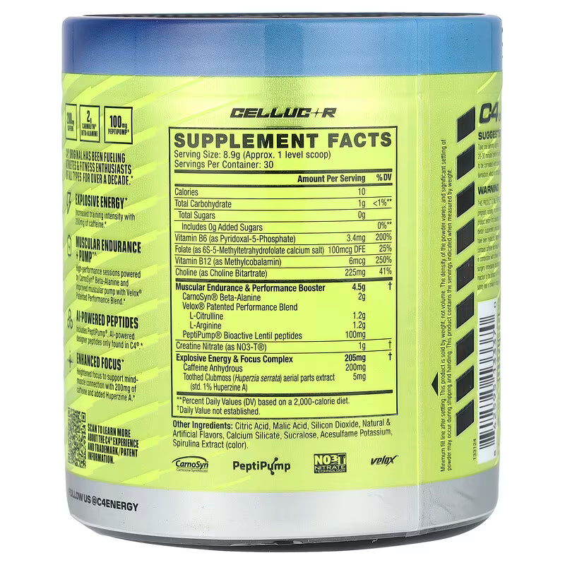 Cellucor C4 Original Pre-Workout 30 Servings - Icy Blue Raspberry 282g (9.9oz)