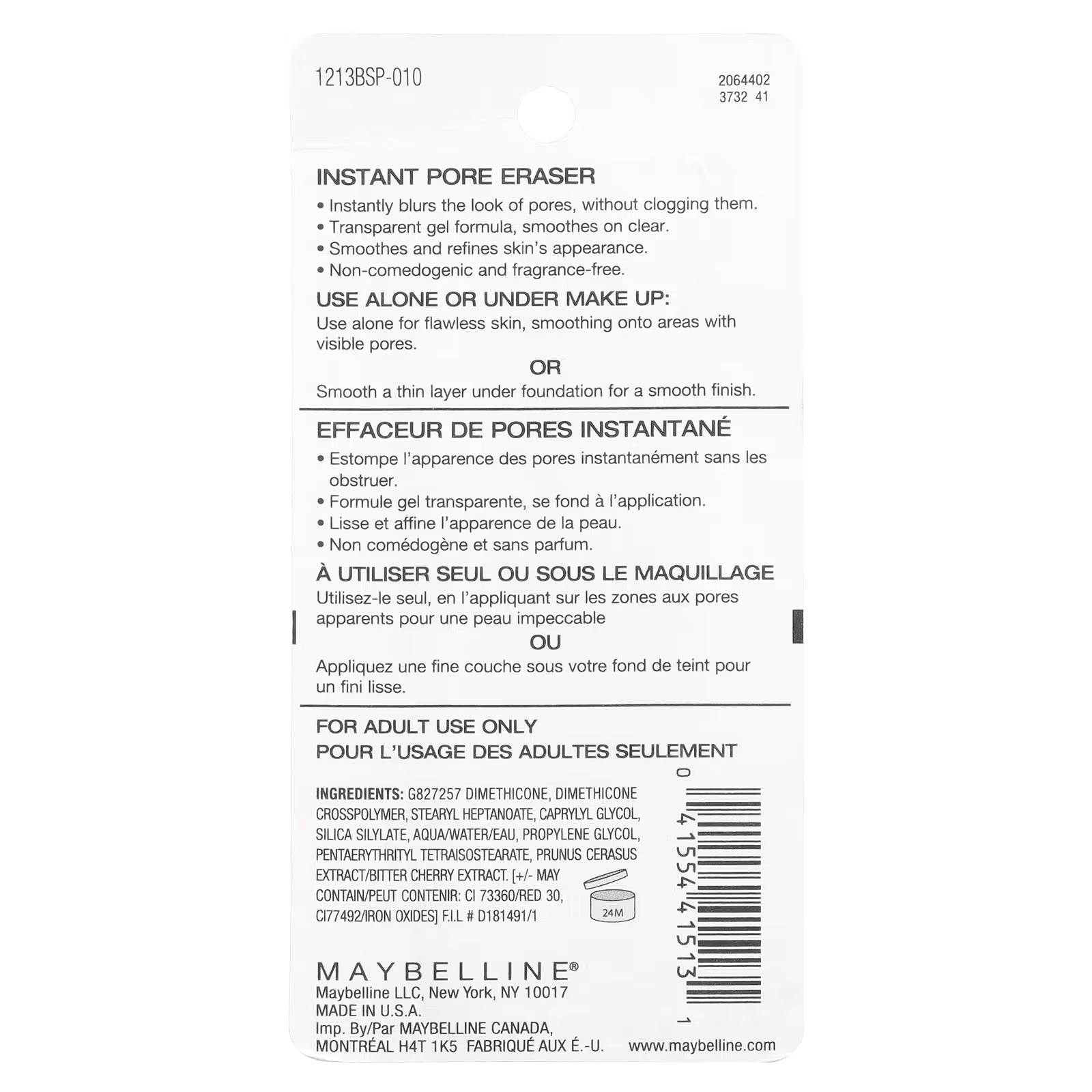 Maybelline Baby Skin Instant Pore Eraser | Silky Face Primer for All Skin
