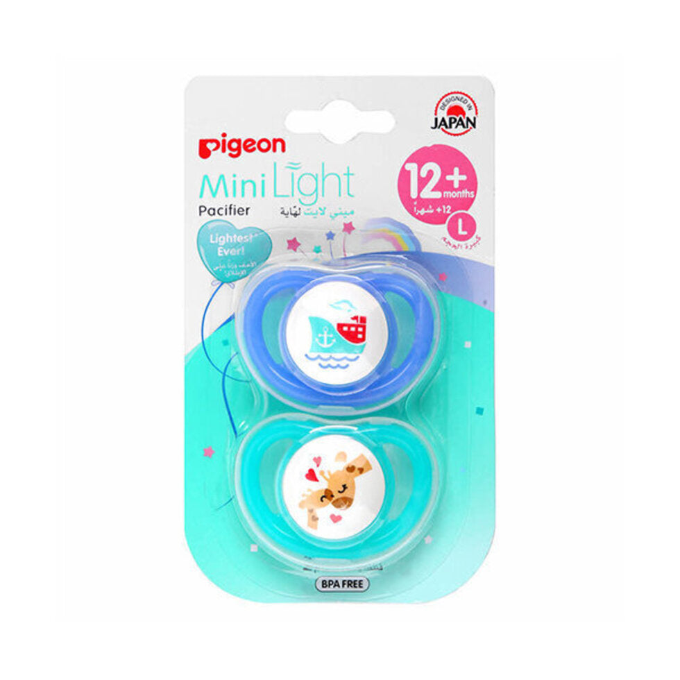 Pigeon baby pacifier 2pc mini light silicone 12 months large