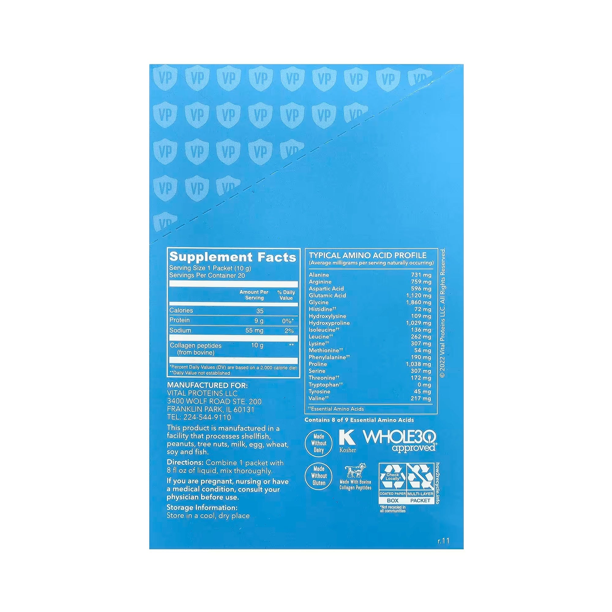 Vital Proteins Collagen Peptides Stick Pack Box (Unflavored) 200g