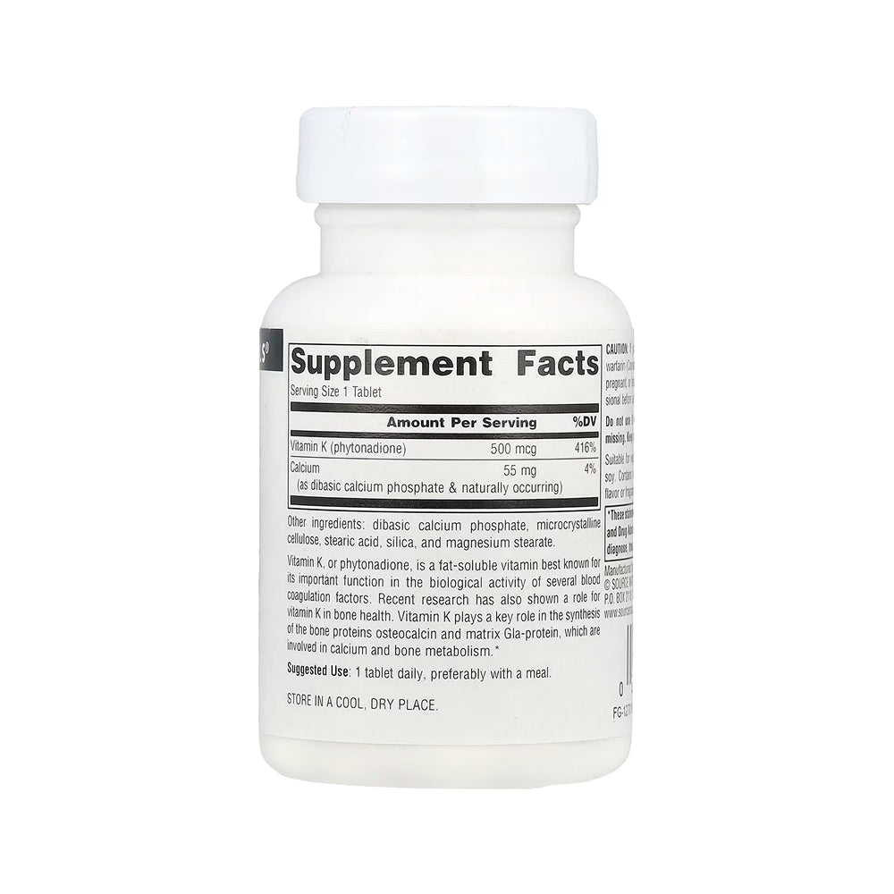 Source Naturals Vitamin K 500mcg - 100 Tablets
