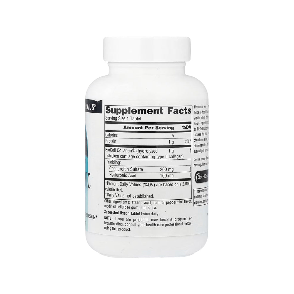 Source Naturals Hyaluronic Acid 100mg - 60 Tablets