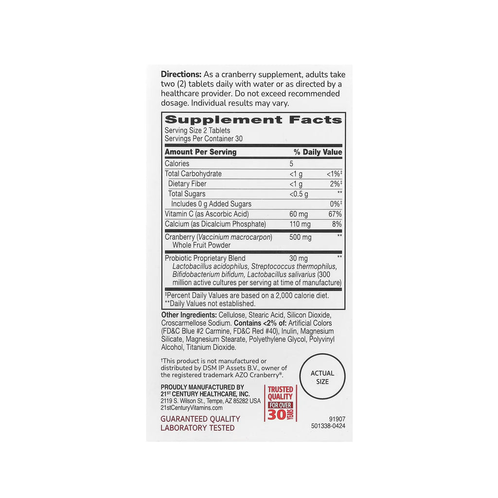 21st Century Cranberry Plus Probiotic -  60 Tablets
