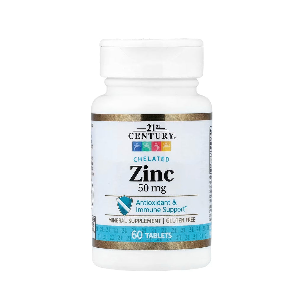 21st Century Zinc 50 mg (Chelated) - 60 Tablets