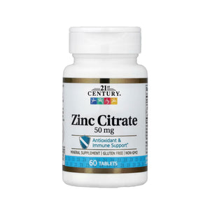 21st Century Zinc 50 mg (Citrate) - 60 Tablets