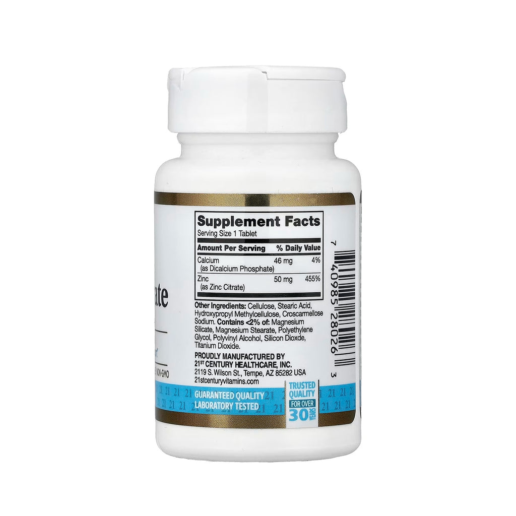 21st Century Zinc 50 mg (Citrate) - 60 Tablets