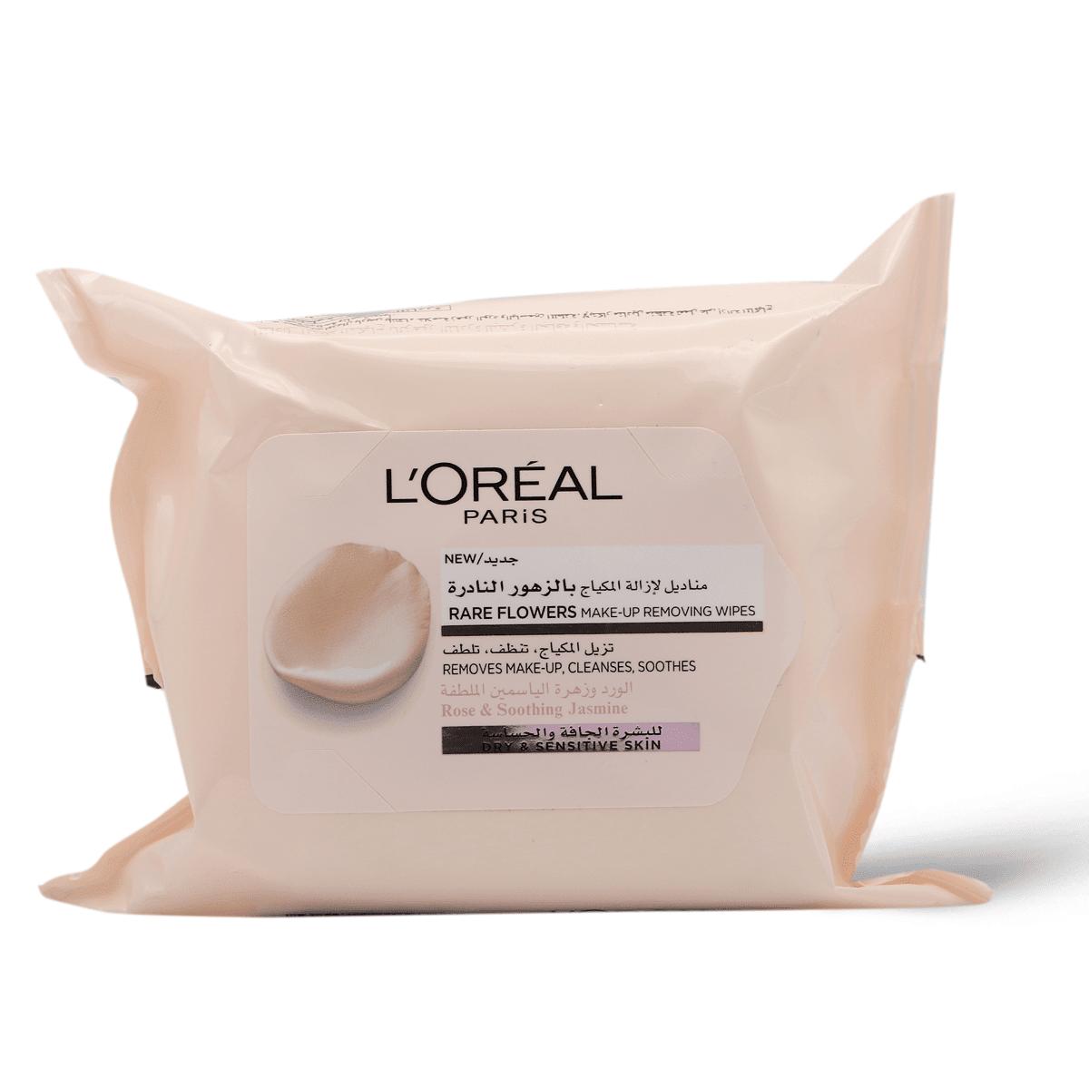 Loreal Pare Flowers Make Up Remover Wipes Dry and Sensitive Skin 25Pcs