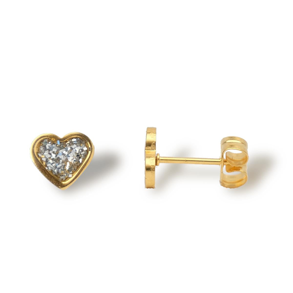 STUDEX EARSTD S3564 SEN GP 6X6MM(GLITTER CLEAR)HEART (18)