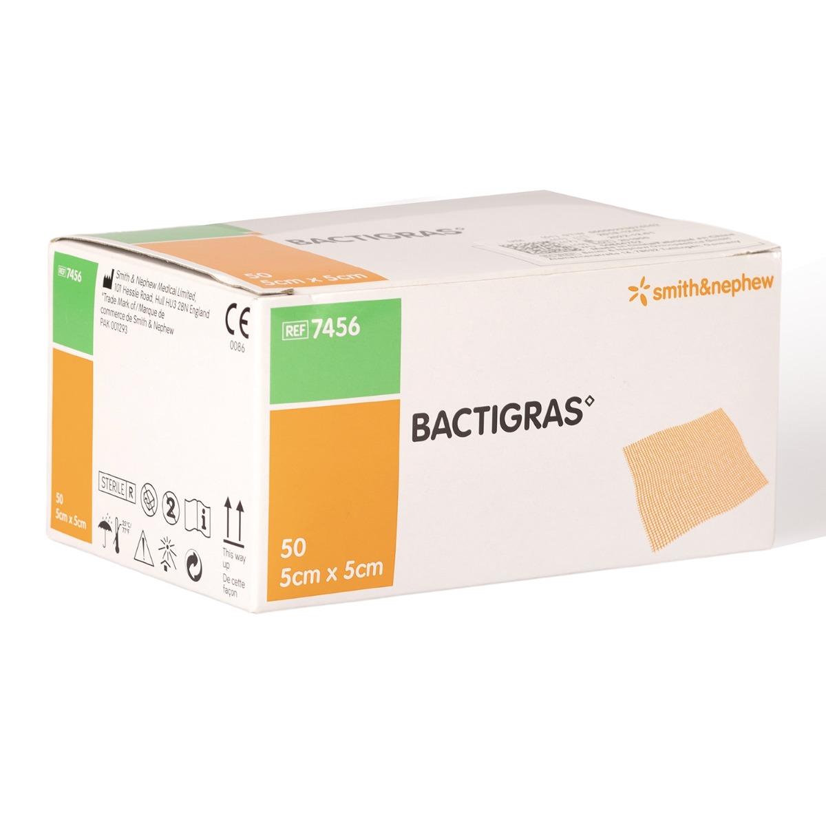 BACTIGRAS - ANTISEPTIC TULLE GRAS DRESSINGS , STERILE - 5CM X 5CM - PACK OF 50 (INDIVIDUALLY WRAPPED)
