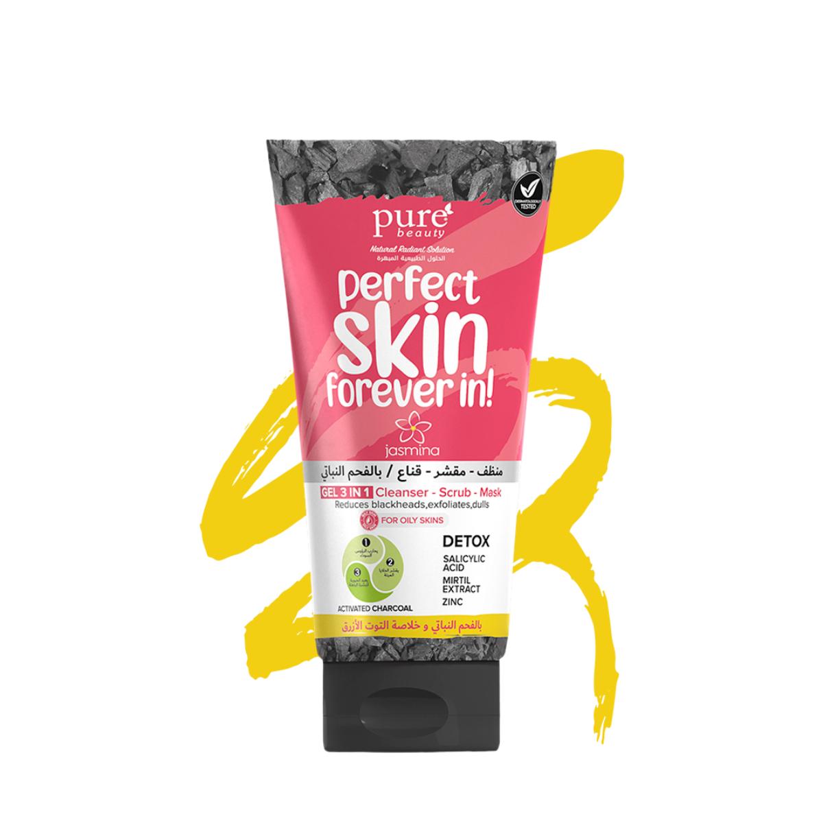 Pure Beauty Jasmina Gel With Charcoal 3*1 Anti Blackhead 150Ml