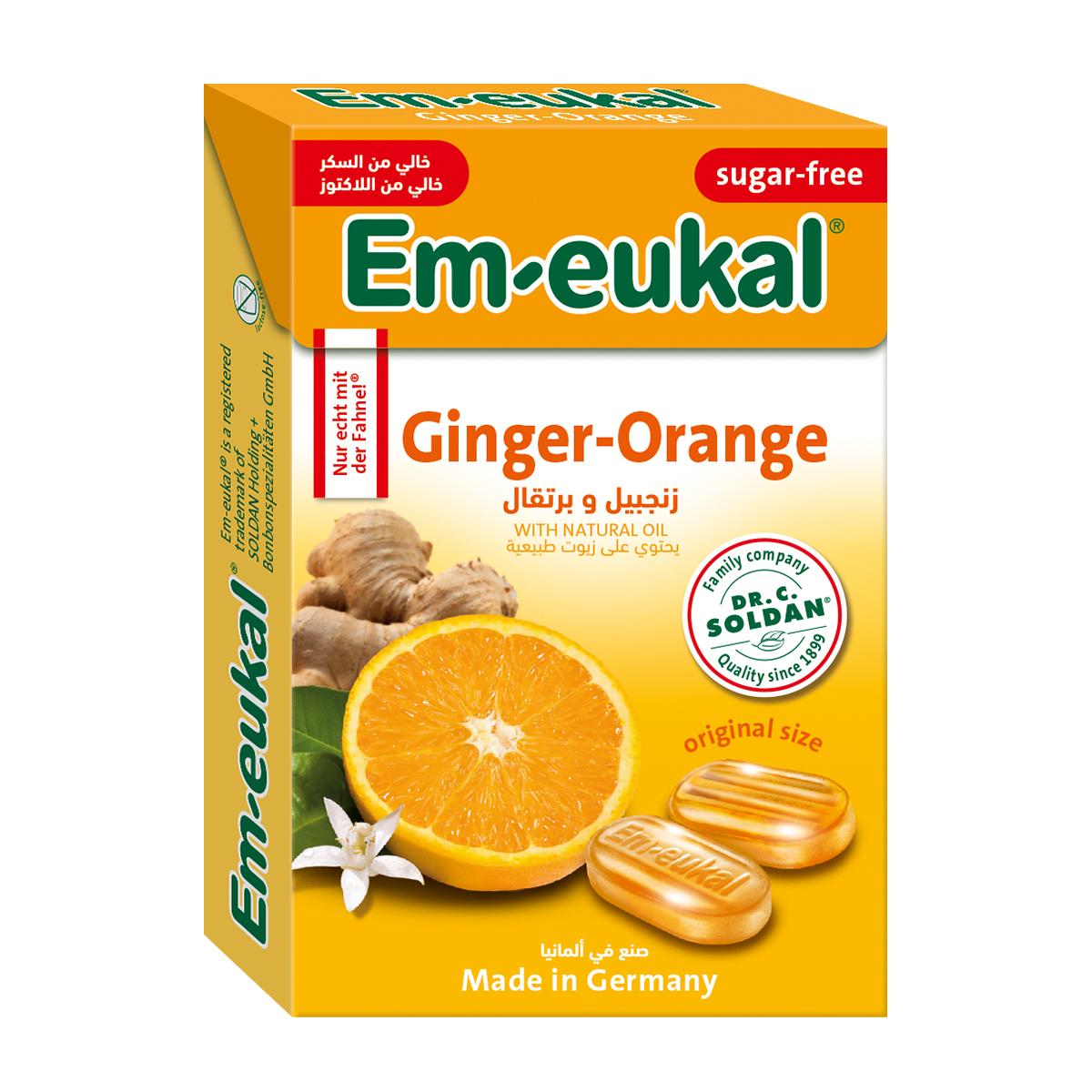 Em-Eukal Ginger Orange Sugar Free Box