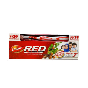 Dabur Toothpaste 150ml Red Ayurvedic With Clove And Mint + Free Brush