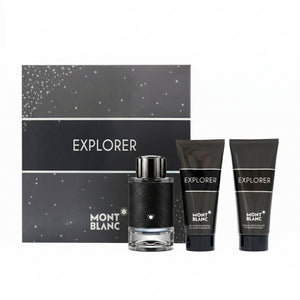 مجموعة Mont Blanc Explorer للرجال 3 قطع (EDP 100 مل + بعد الحلاقة 100 مل + جل الاستحمام 100 مل)