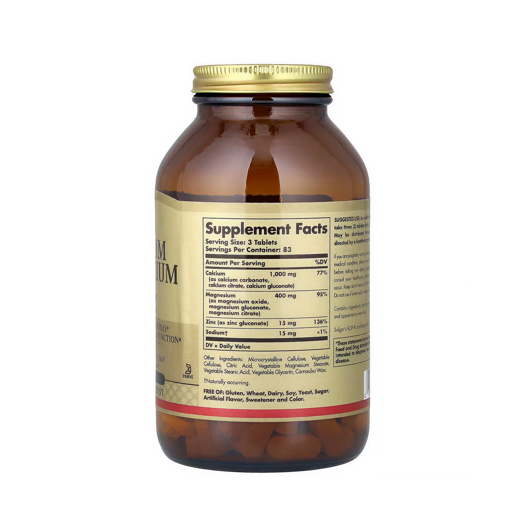 Solgar Calcium Magnesium Plus Zinc - 250 Tablets
