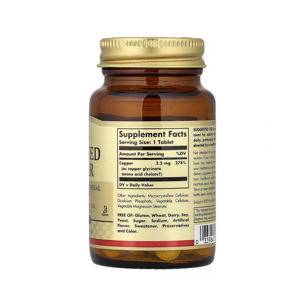Solgar Chelated Copper - 100 Tablets