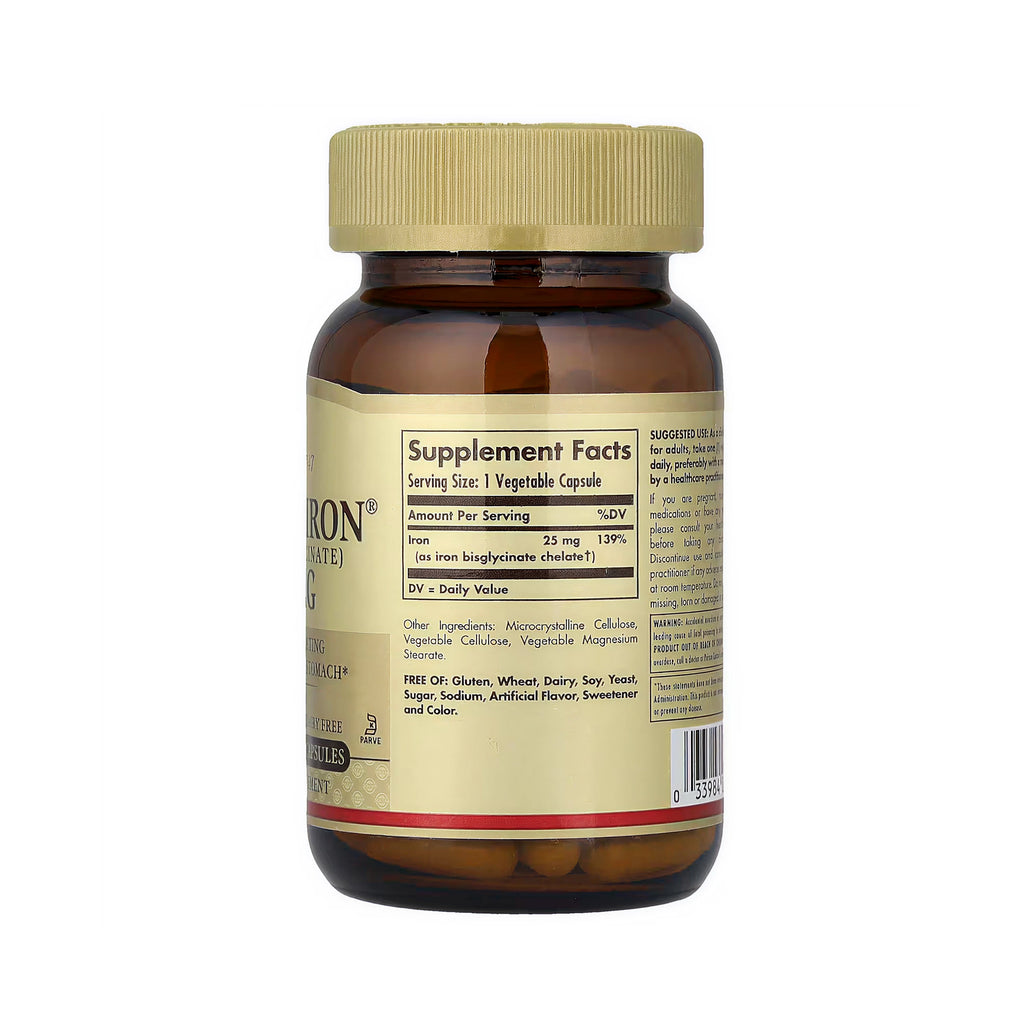 Solgar Gentle Iron 25 mg- 90 Vegetable Capsules