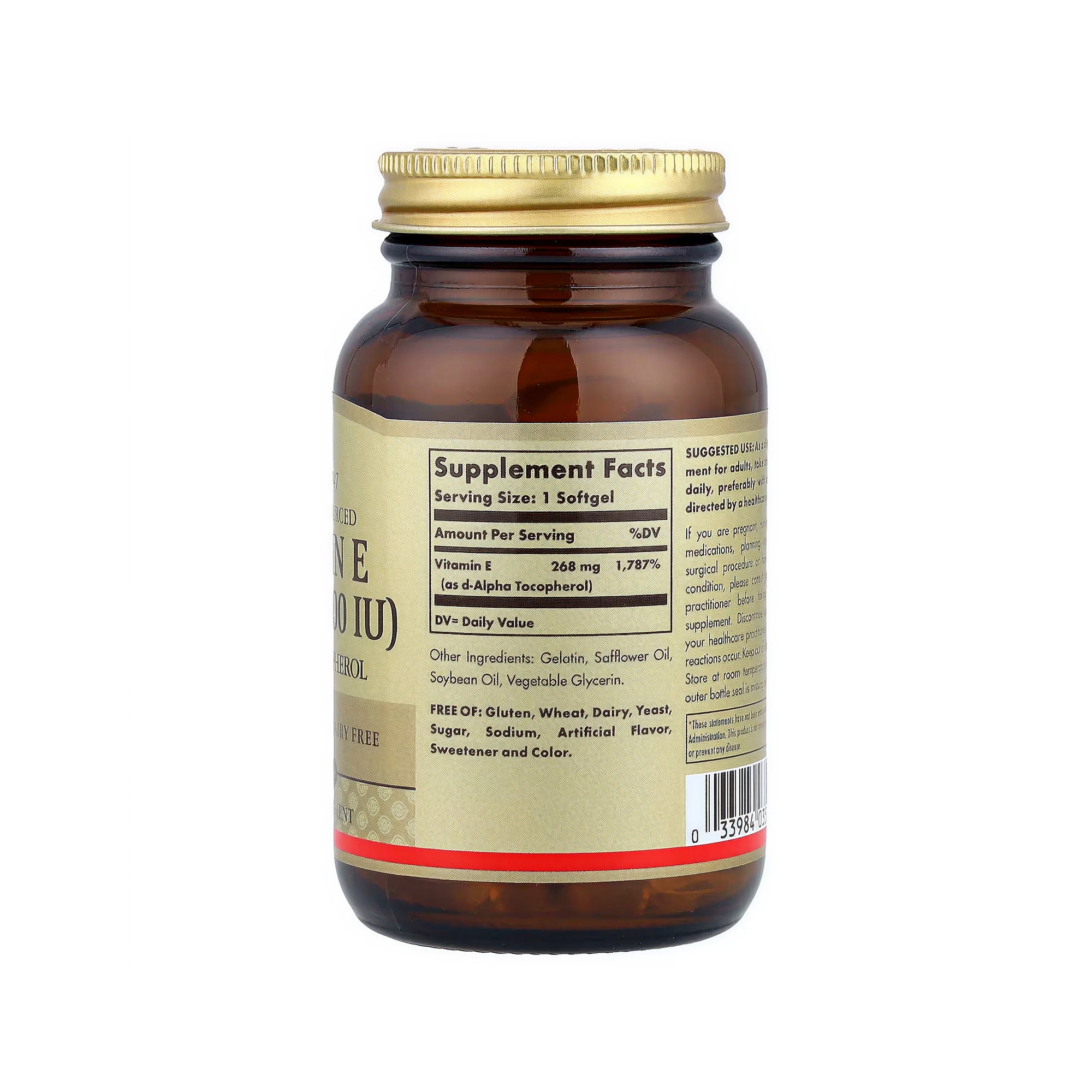 Solgar Vitamin E 268 mg (400 IU) Mixed (d-Alpha Tocopherol & Mixed Tocopherols) - 100 Softgels