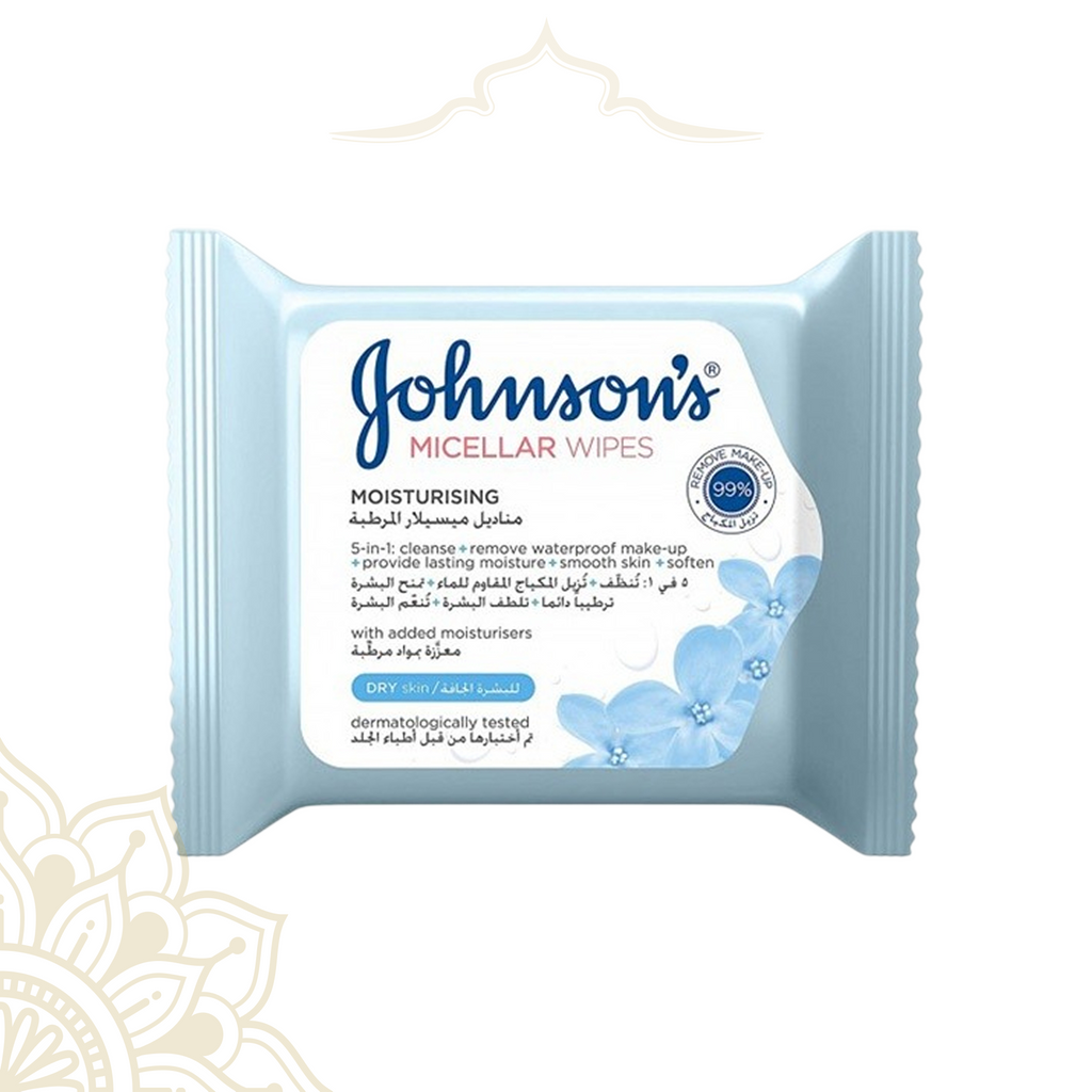 Johnson's Moisturizing Micellar Makeup Remover Wipes for Dry Skin  25 Wipes