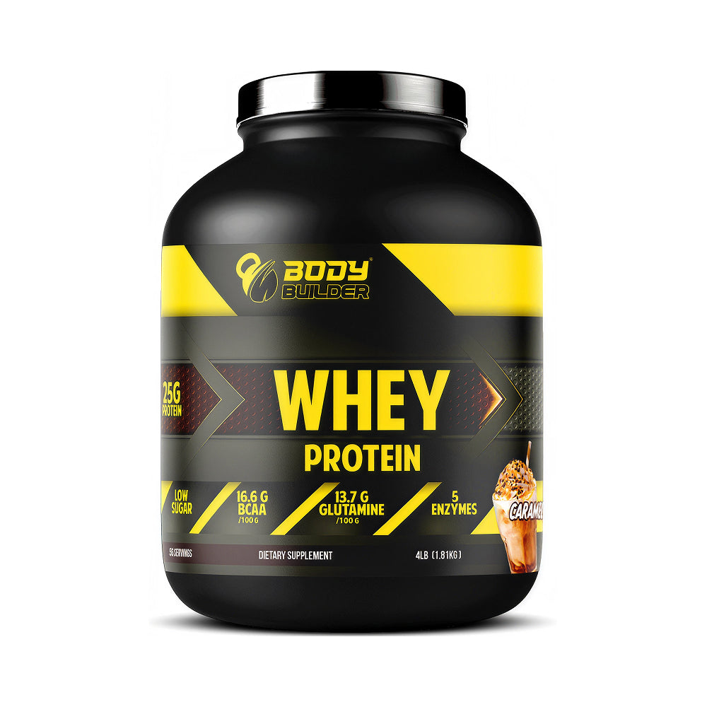 Body Builder Whey Protein Powder – بنكهة كراميل لاتيه، 4 رطل (1.81 كجم)