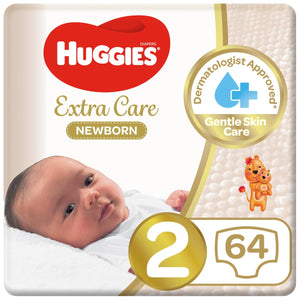 Huggies Extra Care Newborn Size 2 4  6 kg Jumbo Pack 64 Diapers
