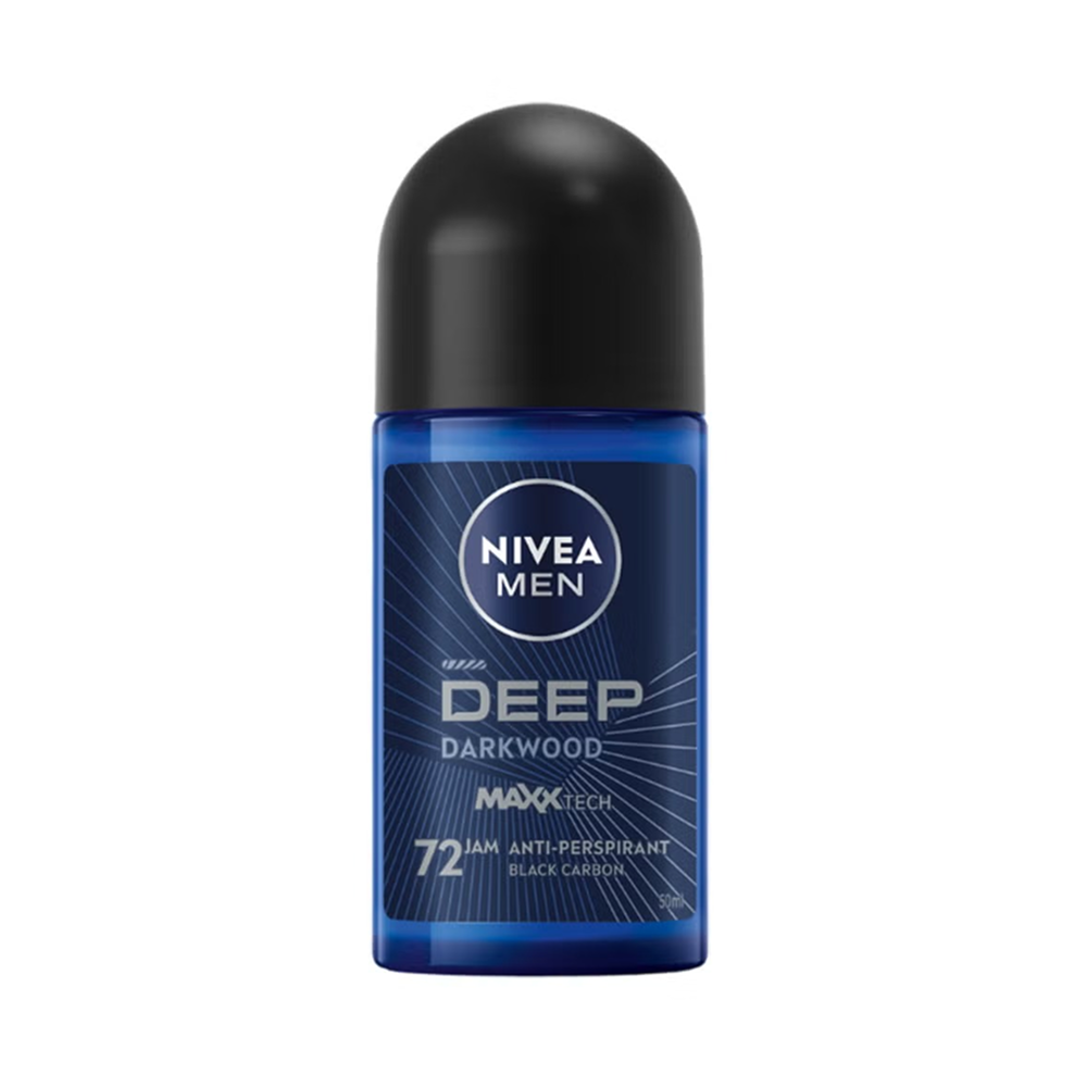 Nivea Men Deep Black Carbon Deodorant Roll On – Woody Scent 50ml