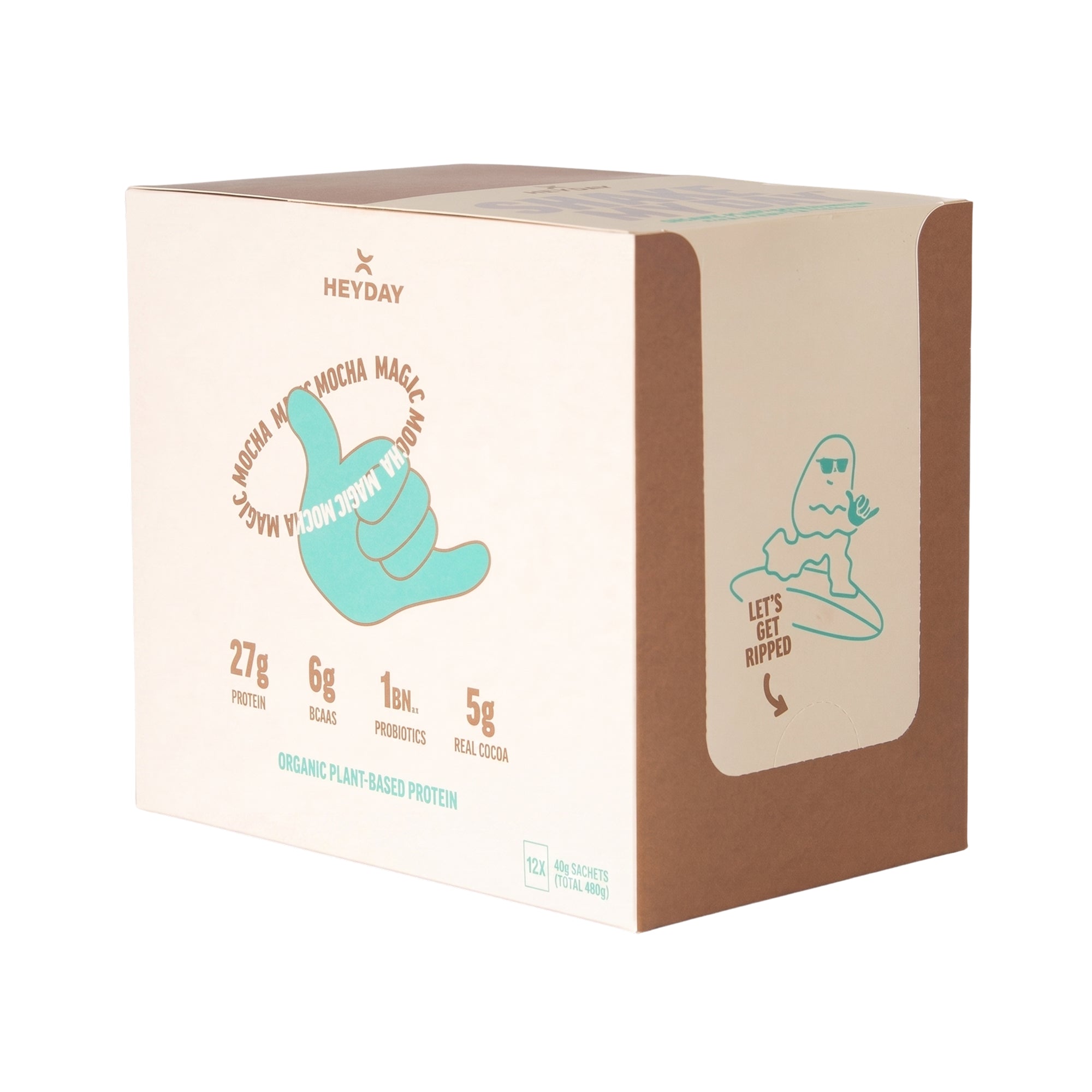 Heyday Plant Based Organic Protein Magic Mocha Sachets (12 Pack)