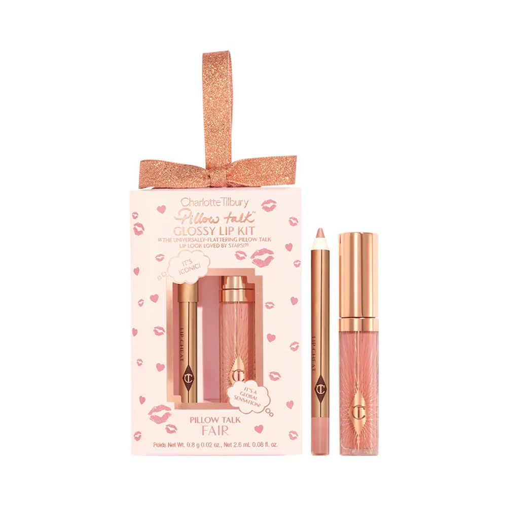 شارلوت تلبوري Pillow Talk Mini Glossy Lips Duo – ثنائي ملمع الشفاه المصغر، Fair