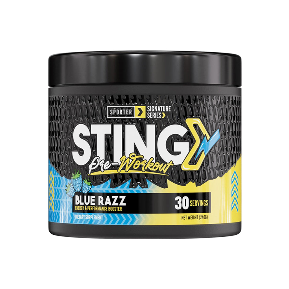 Sporter Sting Pre-Workout, Blue Razz Flavor, 30 Servings