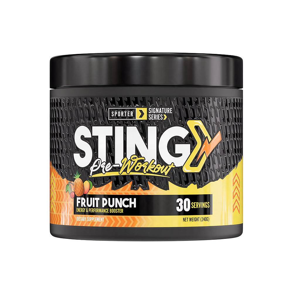 Sporter Sting Pre-Workout, Fruit Punch Flavor, 30 Servings