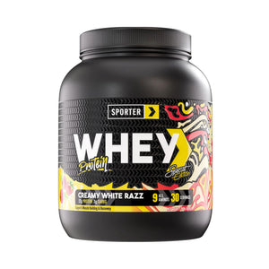 Sporter Whey Protein Powder, Creamy White Razz Flavor, 900 g