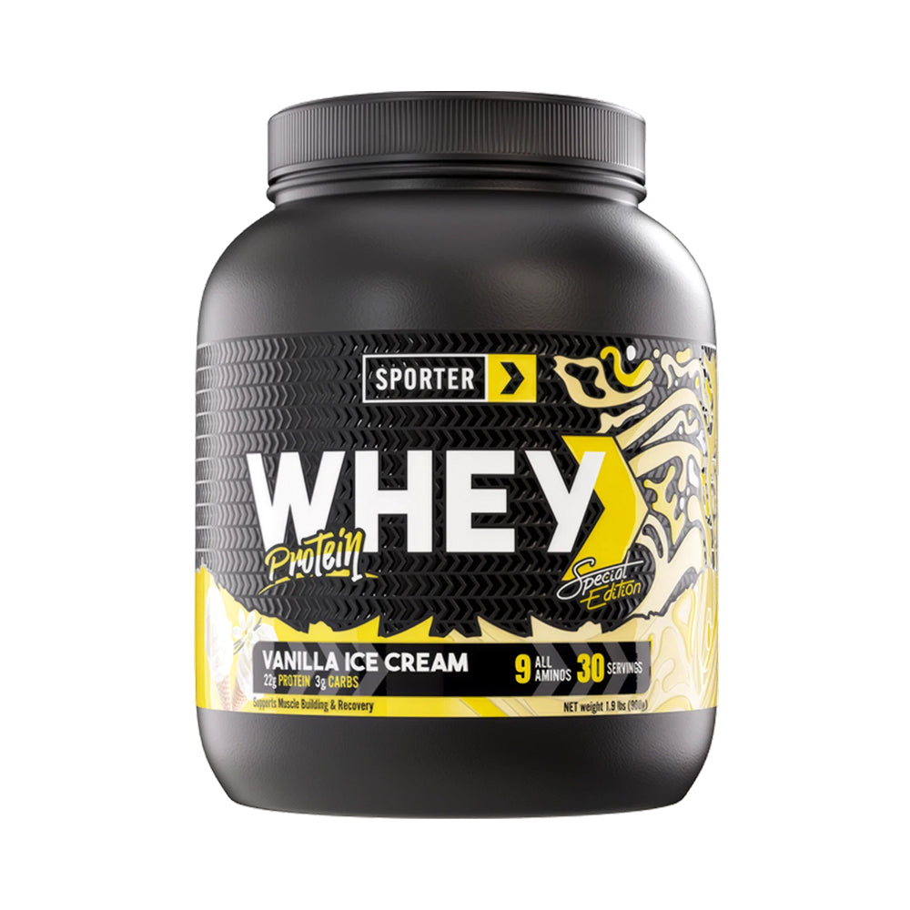 Sporter Whey Protein Powder, Vanilla Ice Cream Flavor, 900 g