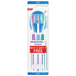 Sensodyne soft toothbrush for sensitive teeth 3 pcs multi color