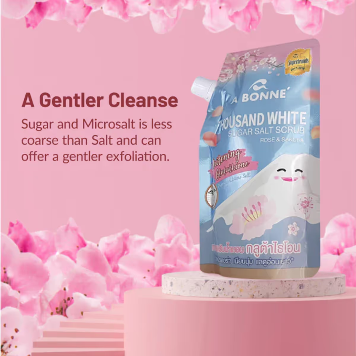 A Bonne Thousand White Sugar Salt Scrub – Rose & Sakura 350g