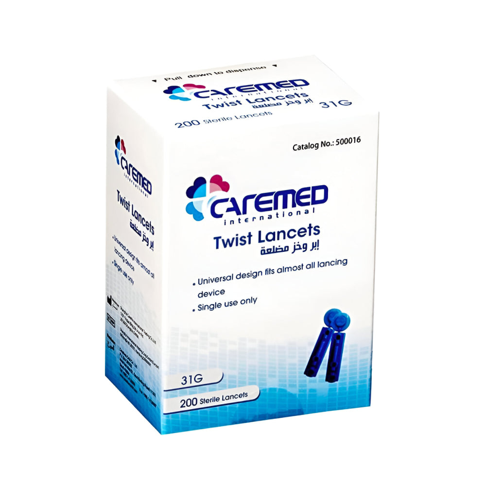 CAREMED Blood Lancets 200pc Ribbed 31G