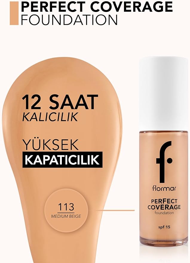 Flormar Perfect Coverage Foundation 113 Mdium Beige Np