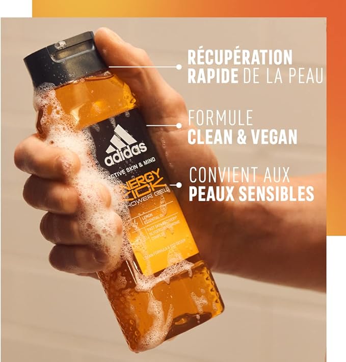 Adidas shower gel 400ml active skin & mind  energy kick with lemon essential oil