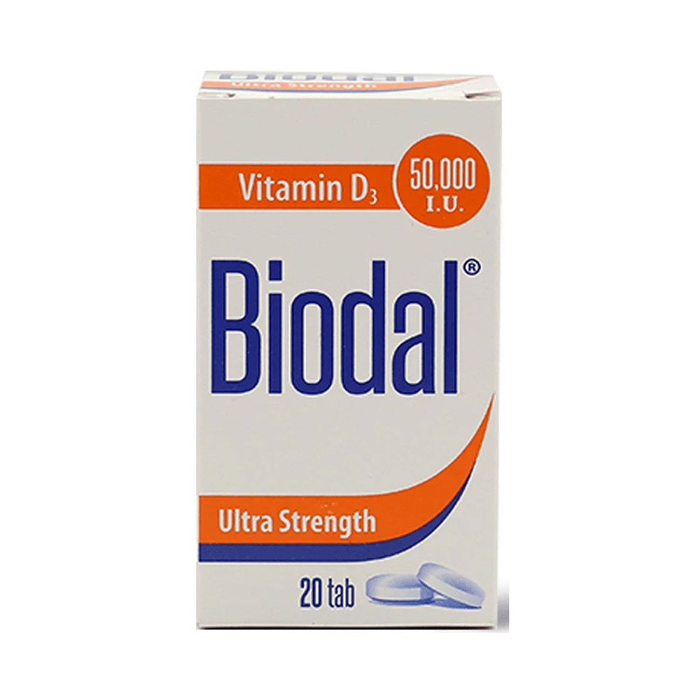 Biodal 50000 IU Vitamin D3 - 20 Tablets | High-Potency Bone Health & Immune Support