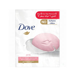 صابون Dove الكريمي الوردي – أشرطة مرطبة (5+1 مجاني) 125 غرام