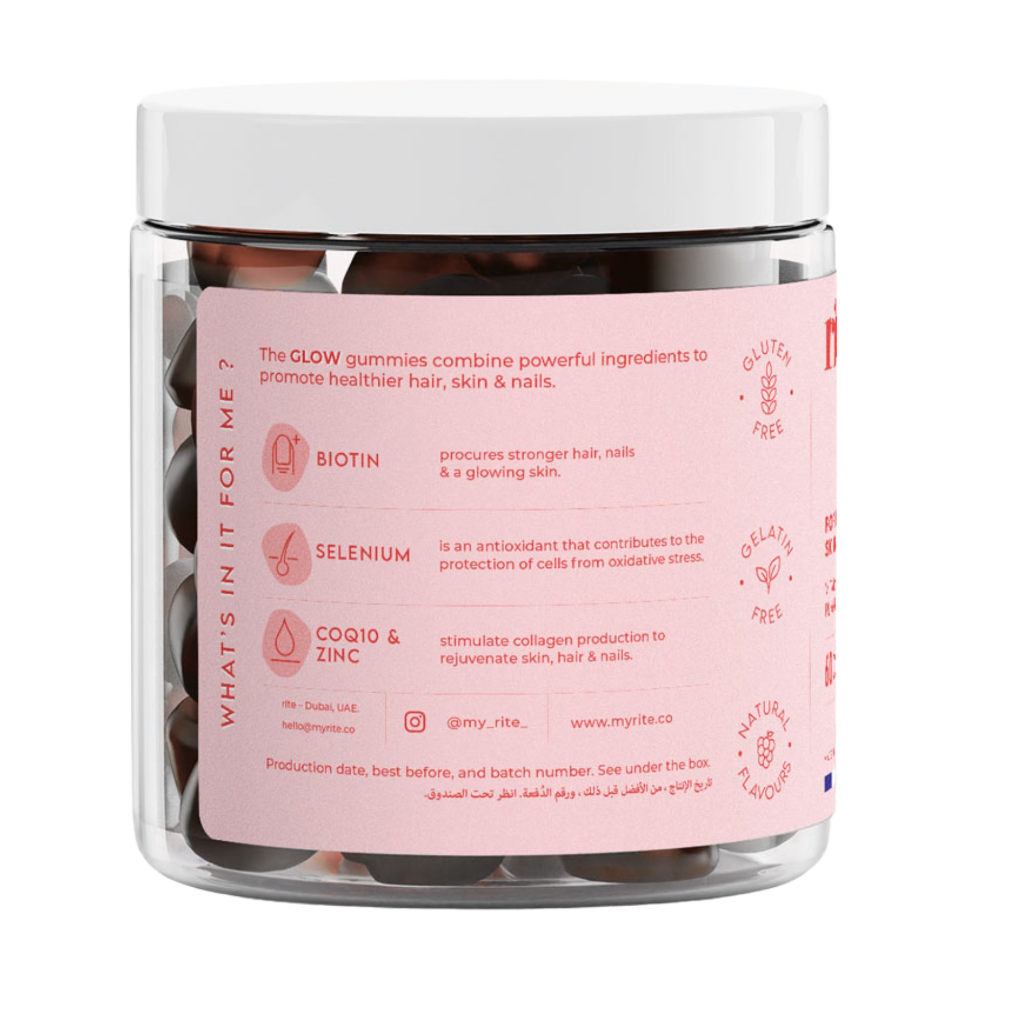 Rite Glow Hair skin and nails Support Vegan Gummies 60 Gummies