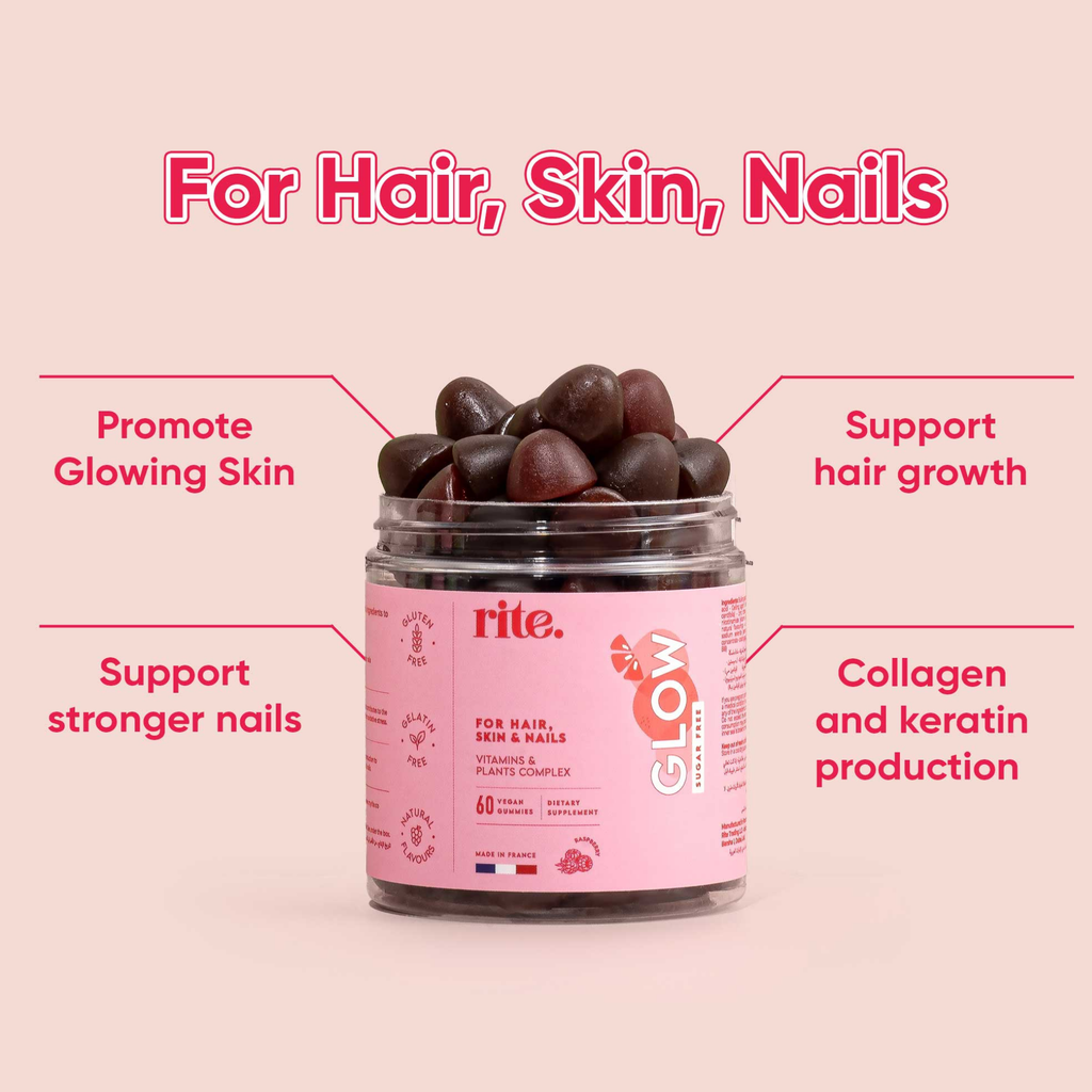 Rite Glow Hair skin and nails Support Vegan Gummies 60 Gummies