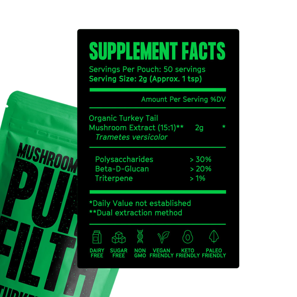 مسحوق خلاصة فطر ذيل الديك الرومي من بيور فيلث - كيس 100 جم