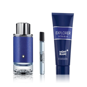 Mont Blanc Explorer Ultra Blue Gift Set 3Pcs For Men EDP 100ml + Sample Edp 7.5ml + S/G 100ml