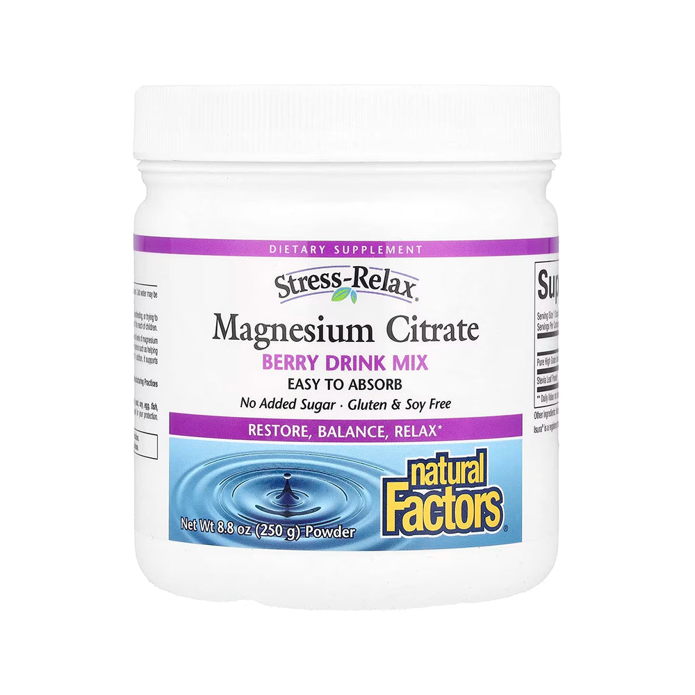 Natural Factors Magnesium Citrate 300mg (Berry Mix) - 250g Powder