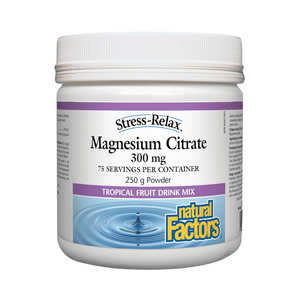 ناشورال فاكتورز Stress-Relax Magnesium Citrate 300 ملجم بنكهة الفواكه الاستوائية – 250 جم