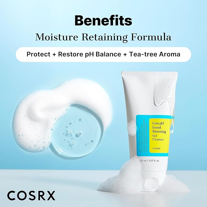 COSRX Low pH Good Morning Gel Cleanser  – Gentle Korean Face Wash 150ml (5.07 fl oz)