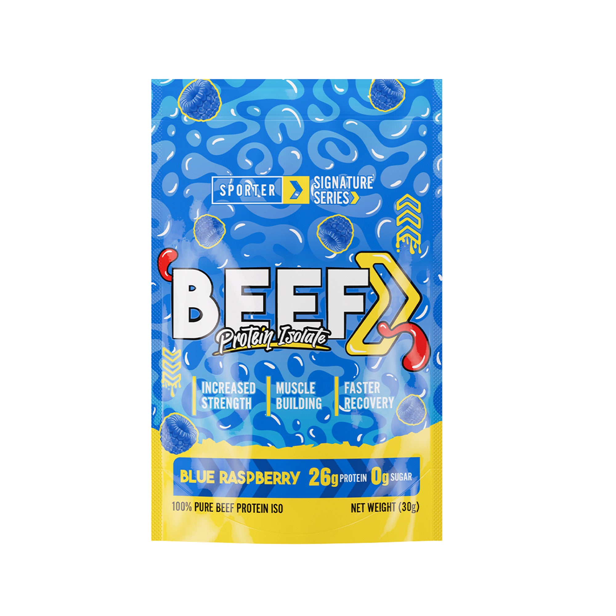 Sporter Beef Protein Isolate Sachet Blue Raspberry 1 Serving 30g