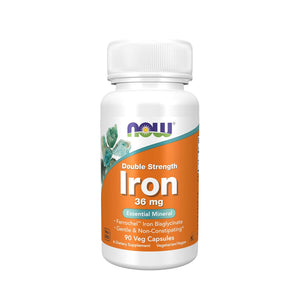 NOW Foods Iron 36 mg Double Strength 90 Veg Capsules